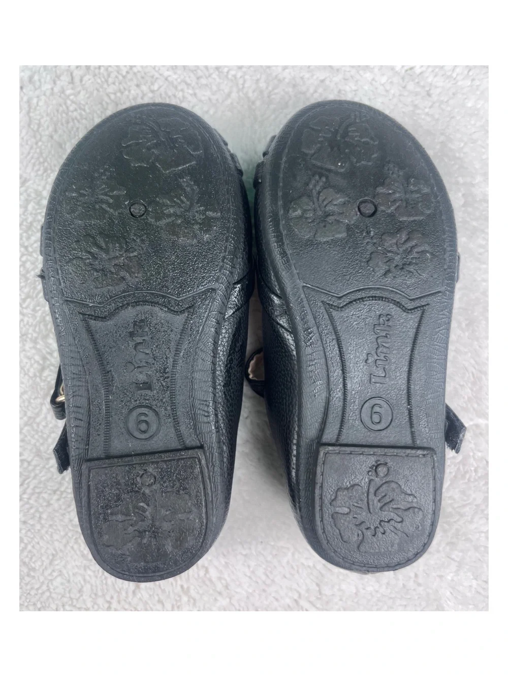 Link Comfort Baby Size 6 Black Mary Jane Shoes with Gold Buckles